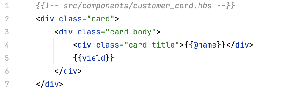 Component card to display a single customer record